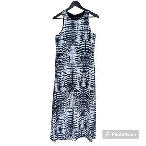 Karen Kane Black & White Tie Dye Front Slit Maxi Dress